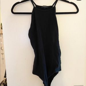 Basic black halter bodysuit